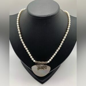 Sajan 925 Sterling silver freshwater pearl and mother of pearl necklace
